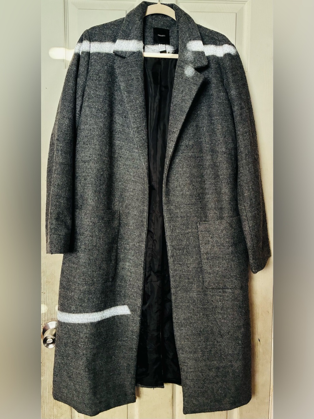 Forever 21 Charcoal Gray Long Wool-Blend Coat